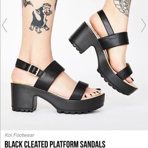 Dolls kill black cleated platform sandals- Koi
